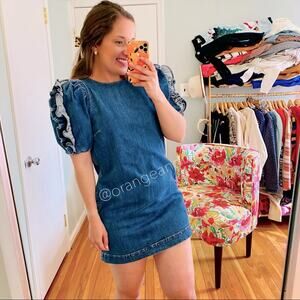 Ulla Johnson Denim Puff Sleeve Mini Dress 2